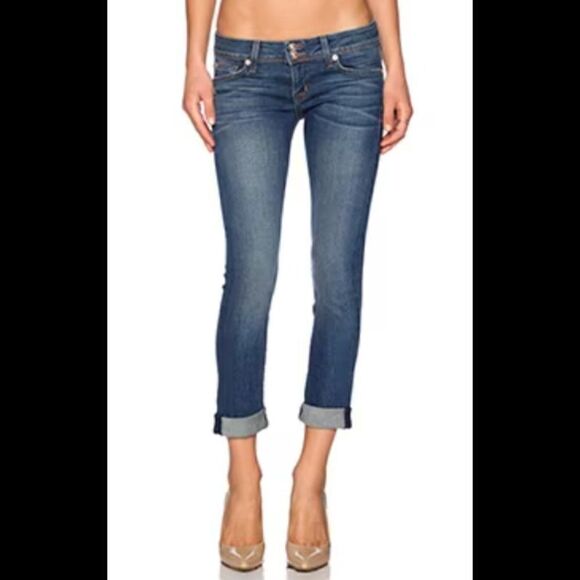 Hudson Womens Ginny Crop Straight w/ Cuff 24" Low Rise in Deco Blue 26 - Picture 8 of 8